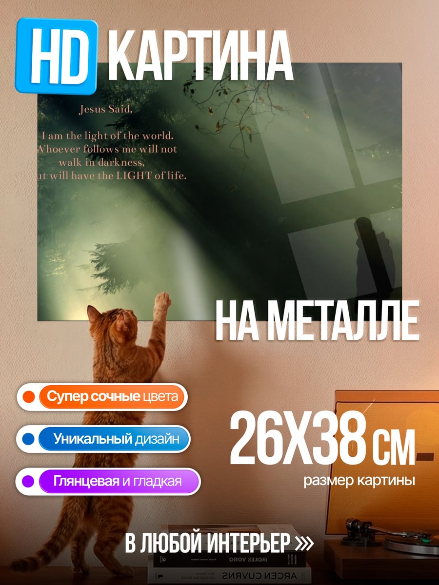 Картина на металле Человек в лучах света