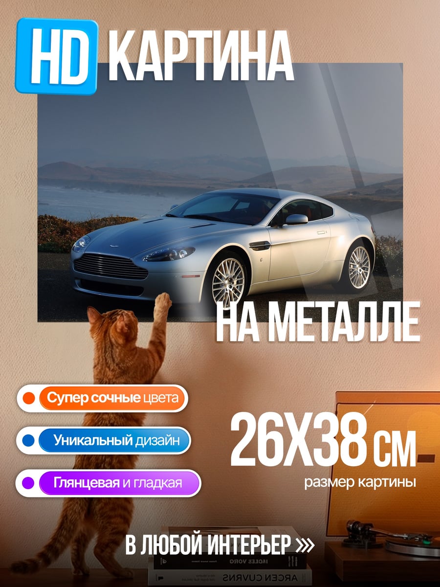 Картина на металле Серебристый спорткар