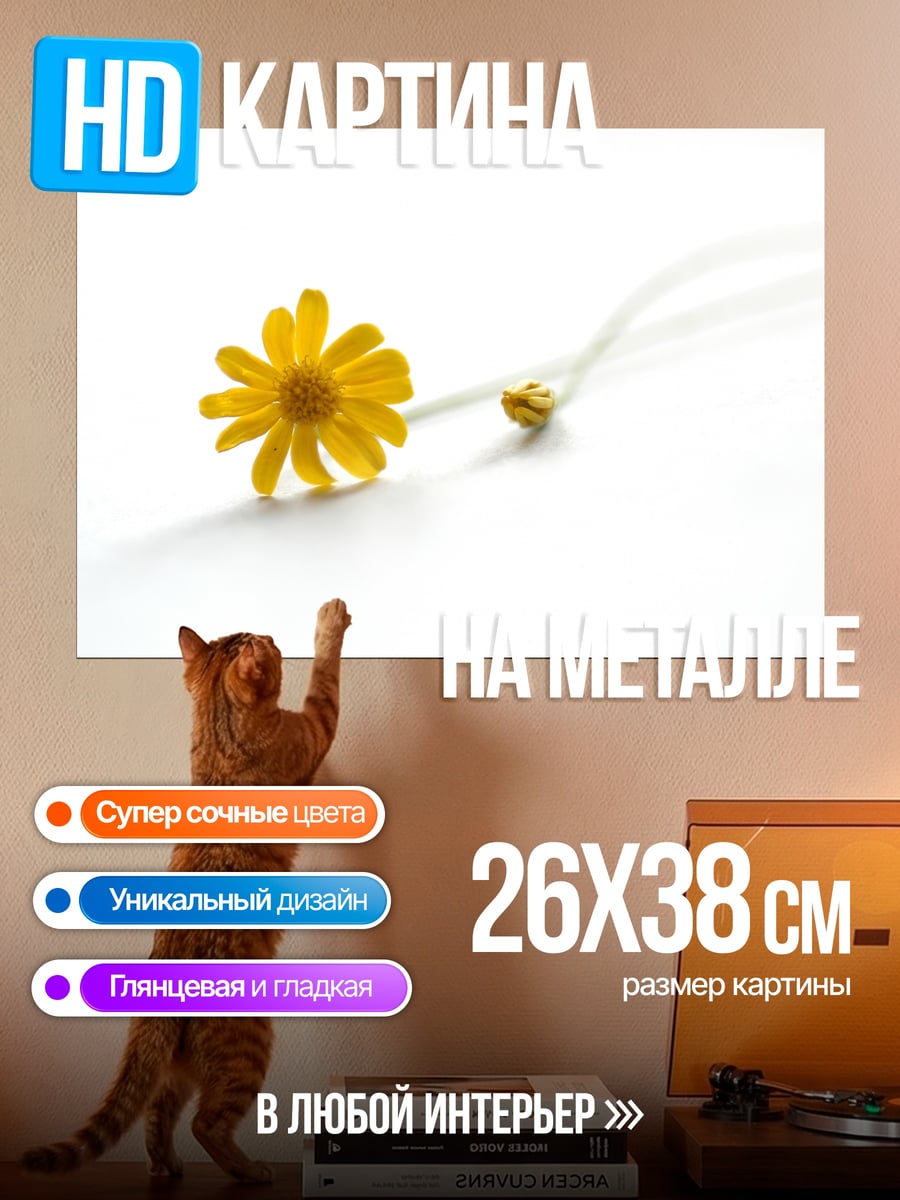 Картина на металле Желтый цветок