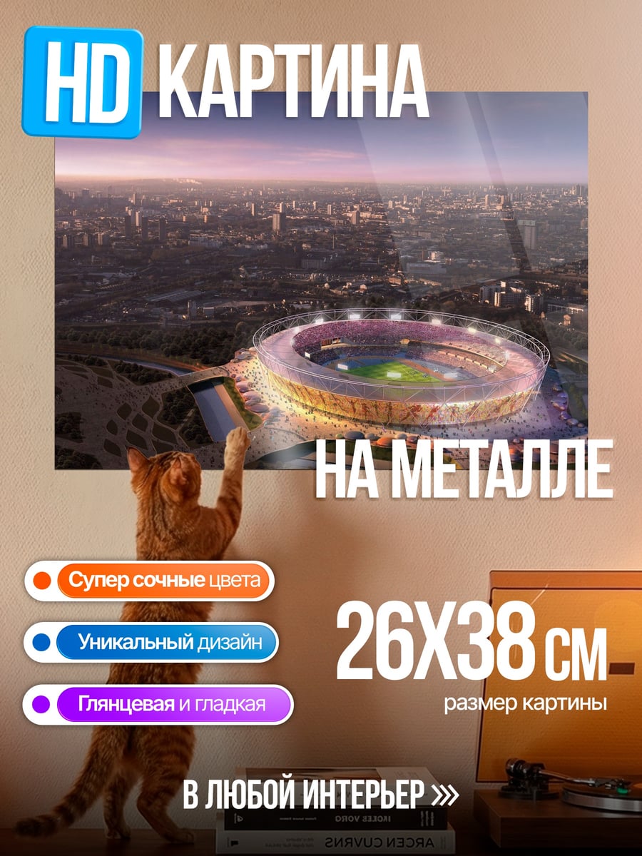 Картина на металле Стадион ночной город