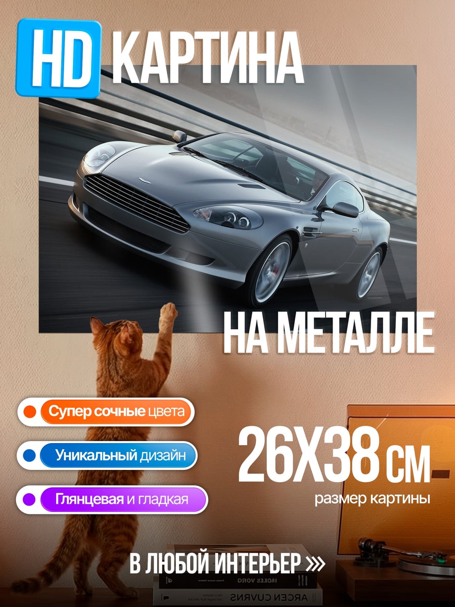 Картина на металле Серебряный спорткар
