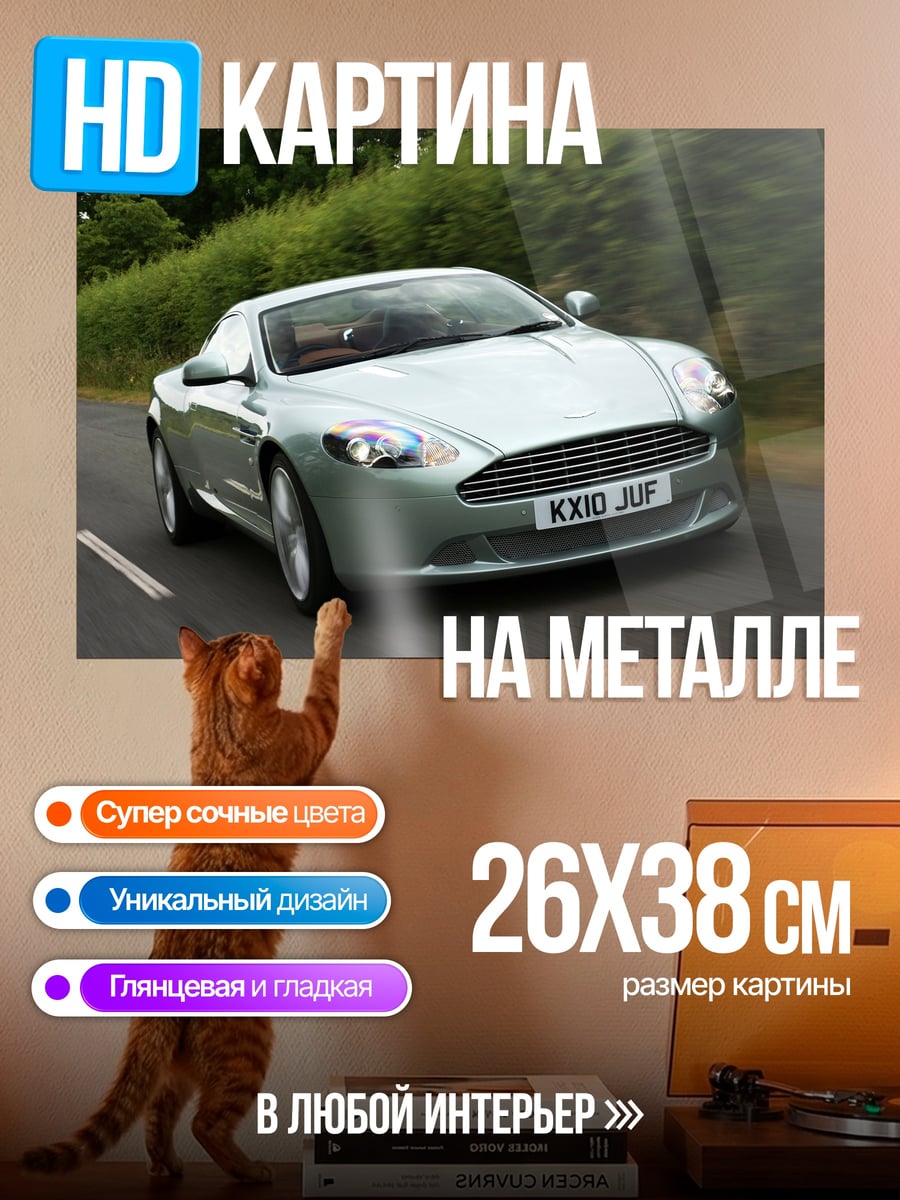 Картина на металле Серебристый спорткар
