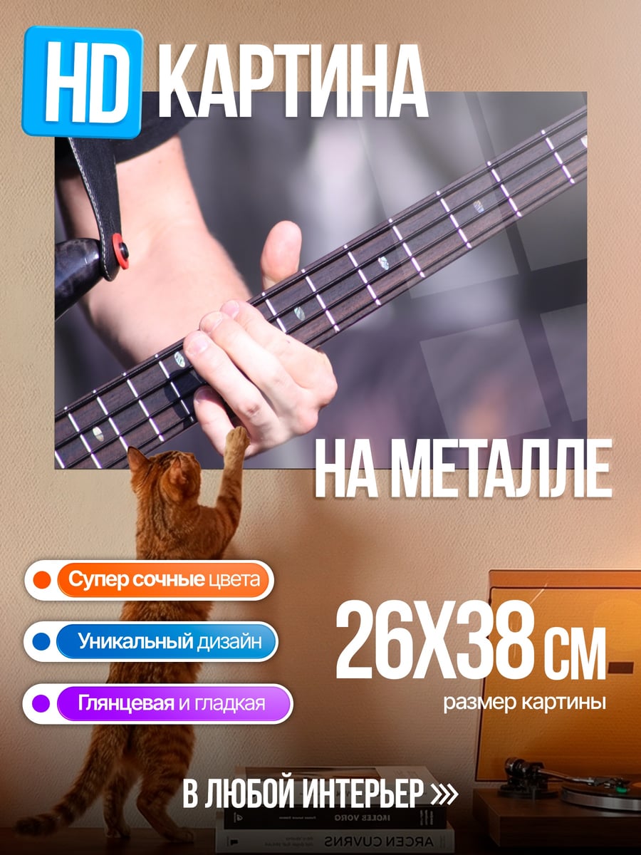 Картина на металле Игра на гитаре