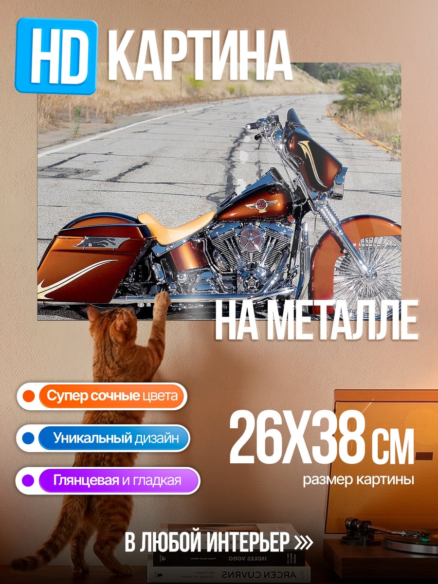 Картина на металле кастомный чоппер