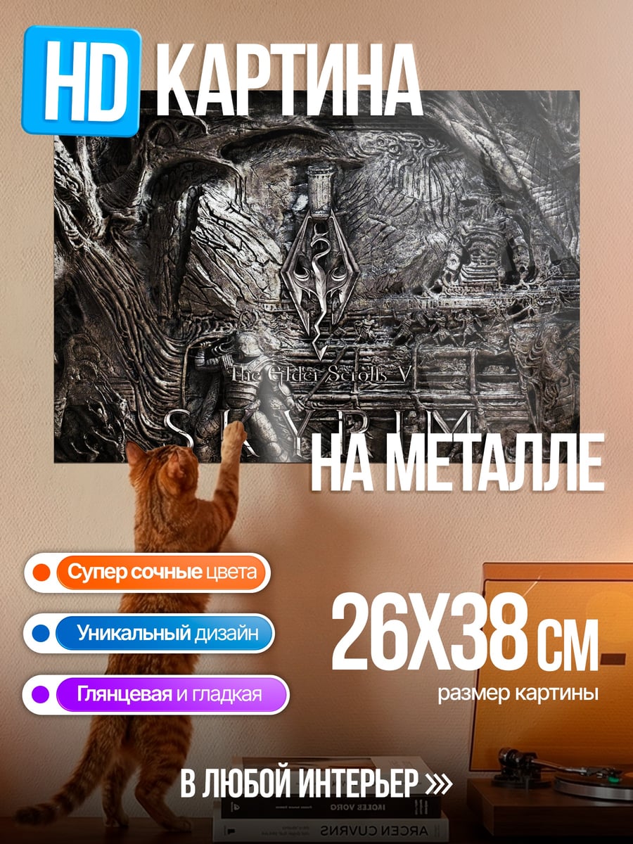 Картина на металле логотип Skyrim