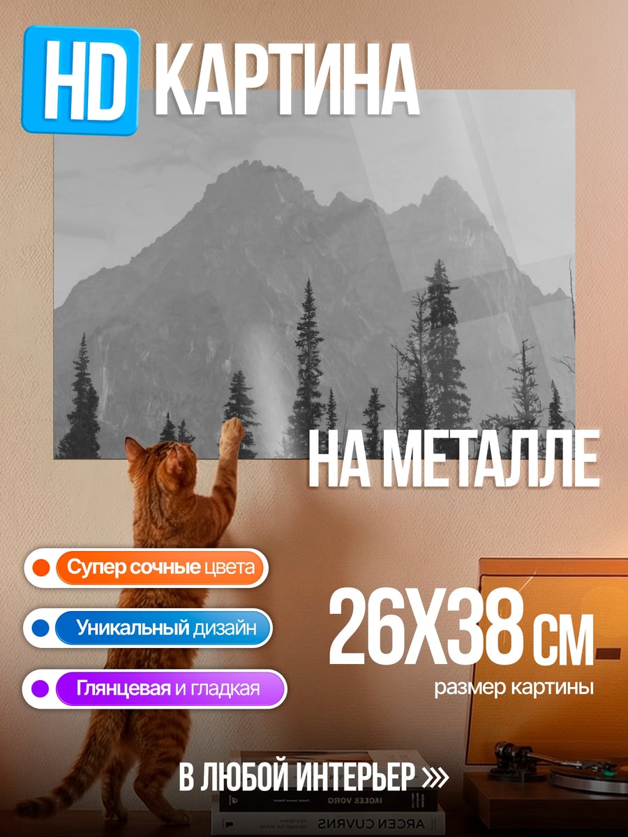 Картина на металле Горный лес