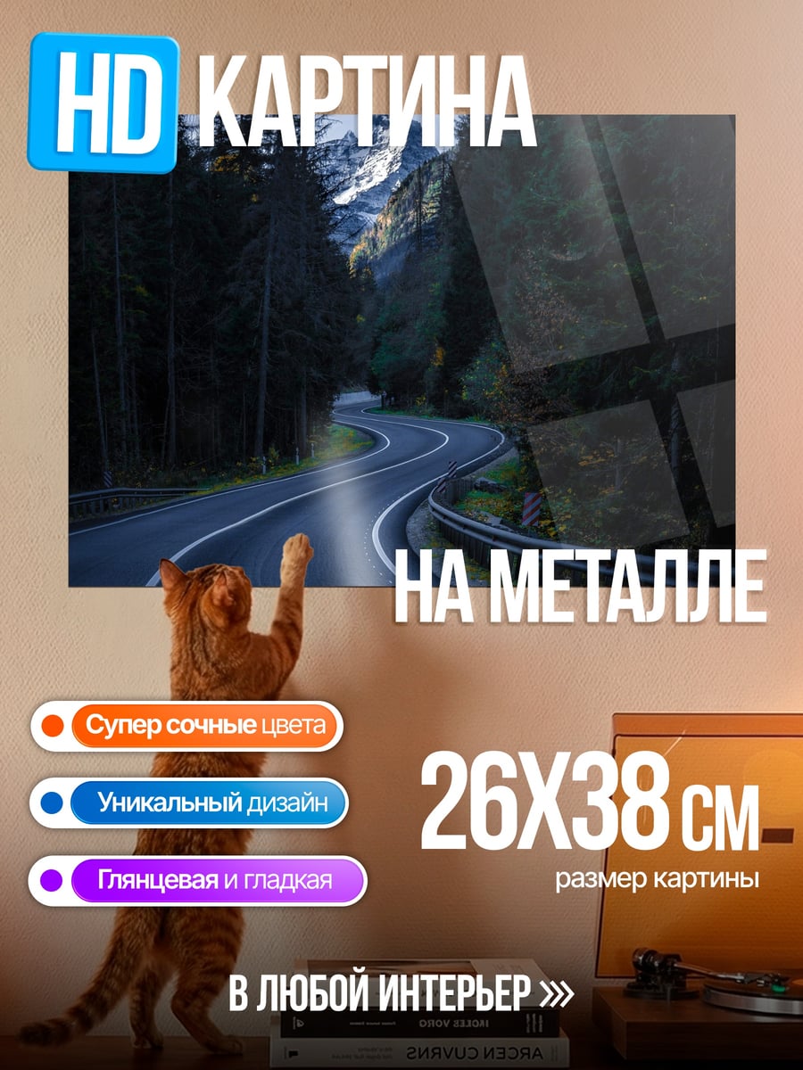 Картина на металле Горная дорога