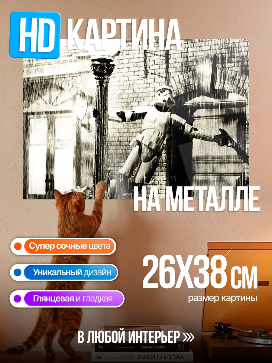 Картина на металле Штурмовик под дождем