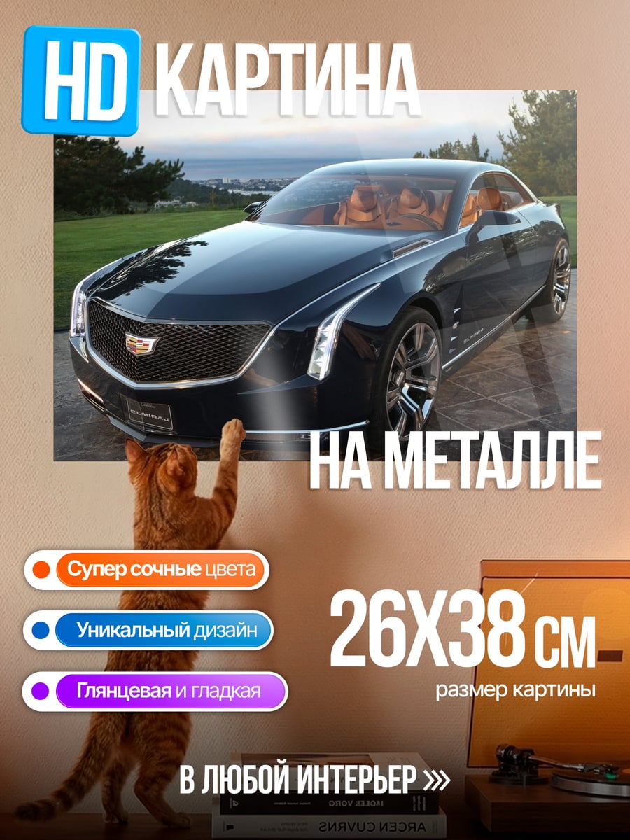 Картина на металле черный седан