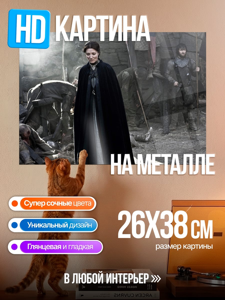 Картина на металле Женщина в черном плаще