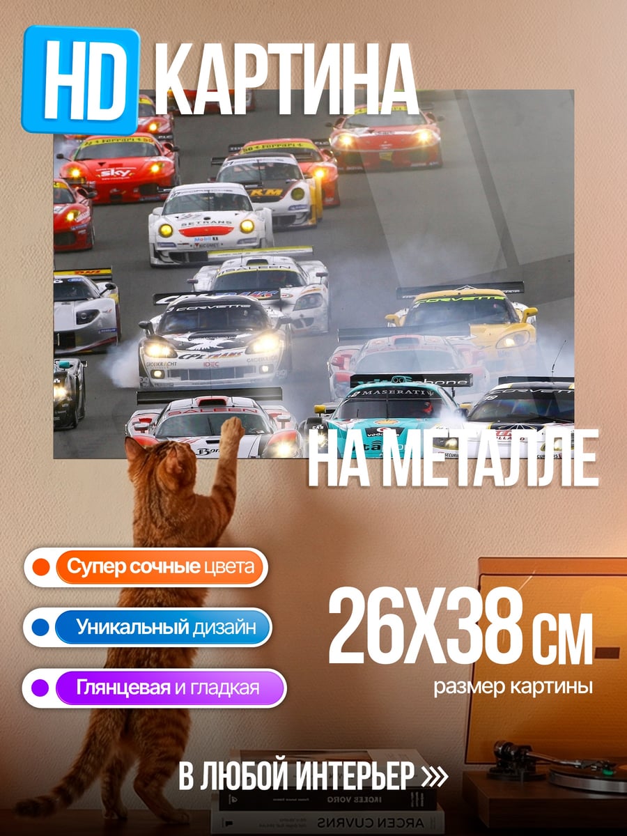 Картина на металле гонки машин