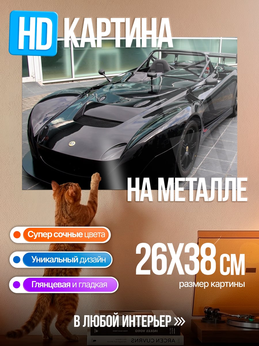 Картина на металле Черный спорткар