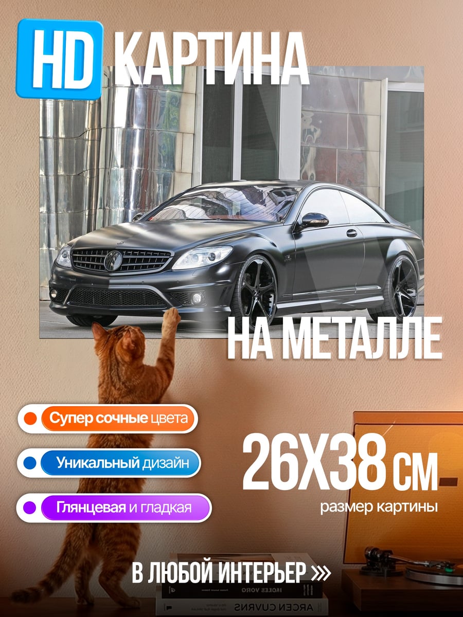 Картина на металле Черный спорткар
