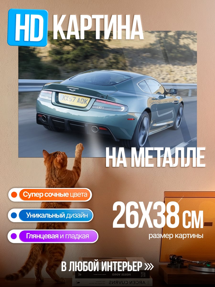 Картина на металле Спортивный автомобиль на дороге
