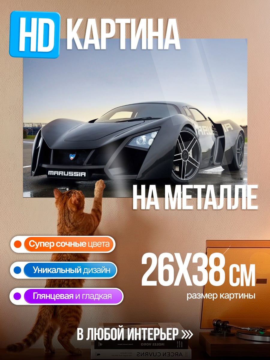 Картина на металле Черный суперкар