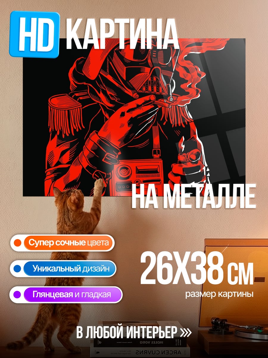 Картина на металле Дарт Вейдер курит