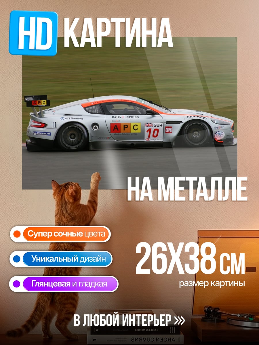 Картина на металле Серебристый спорткар