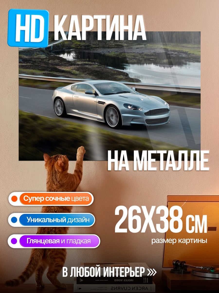 Картина на металле Серебристый спорткар