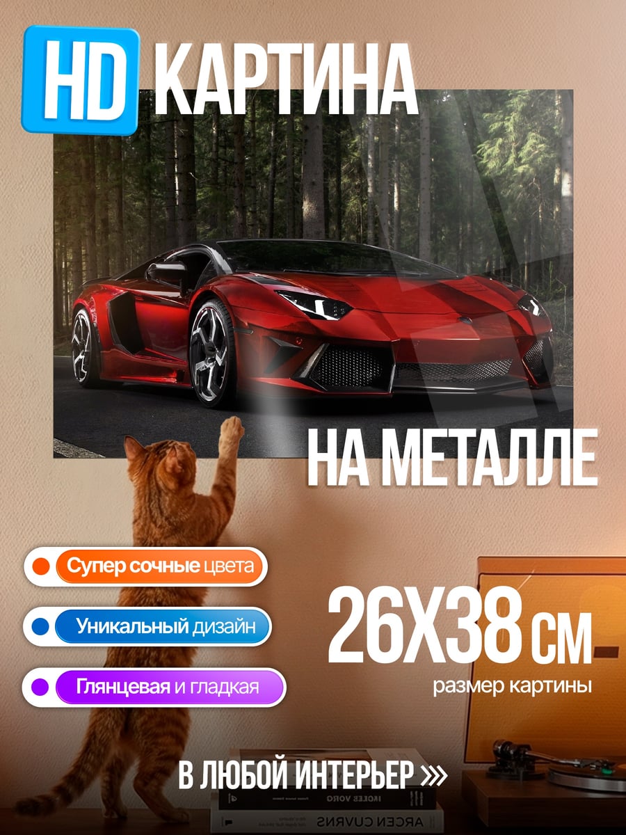 Картина на металле Красный спорткар