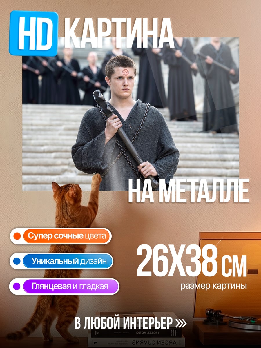 Картина на металле Юный воин в черном