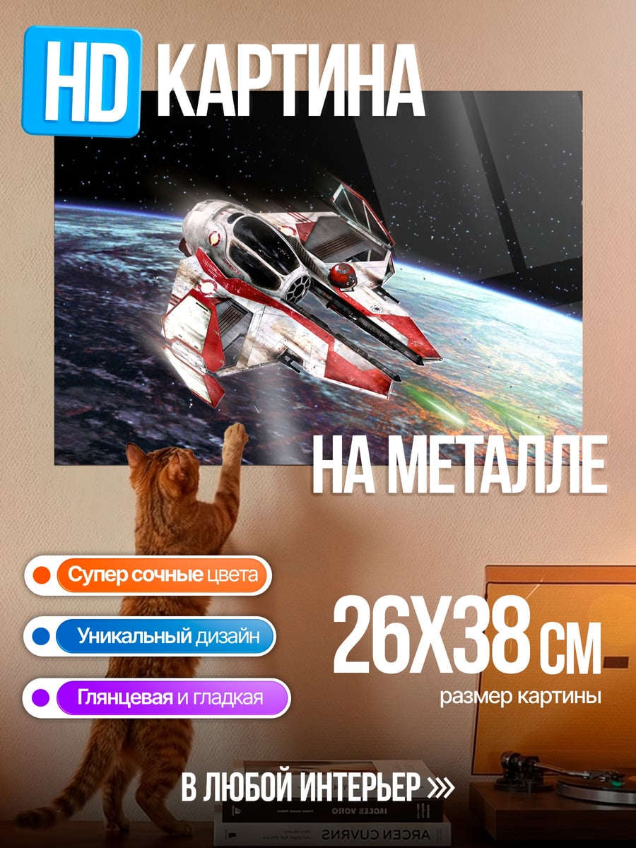 Картина на металле Космический корабль Земля
