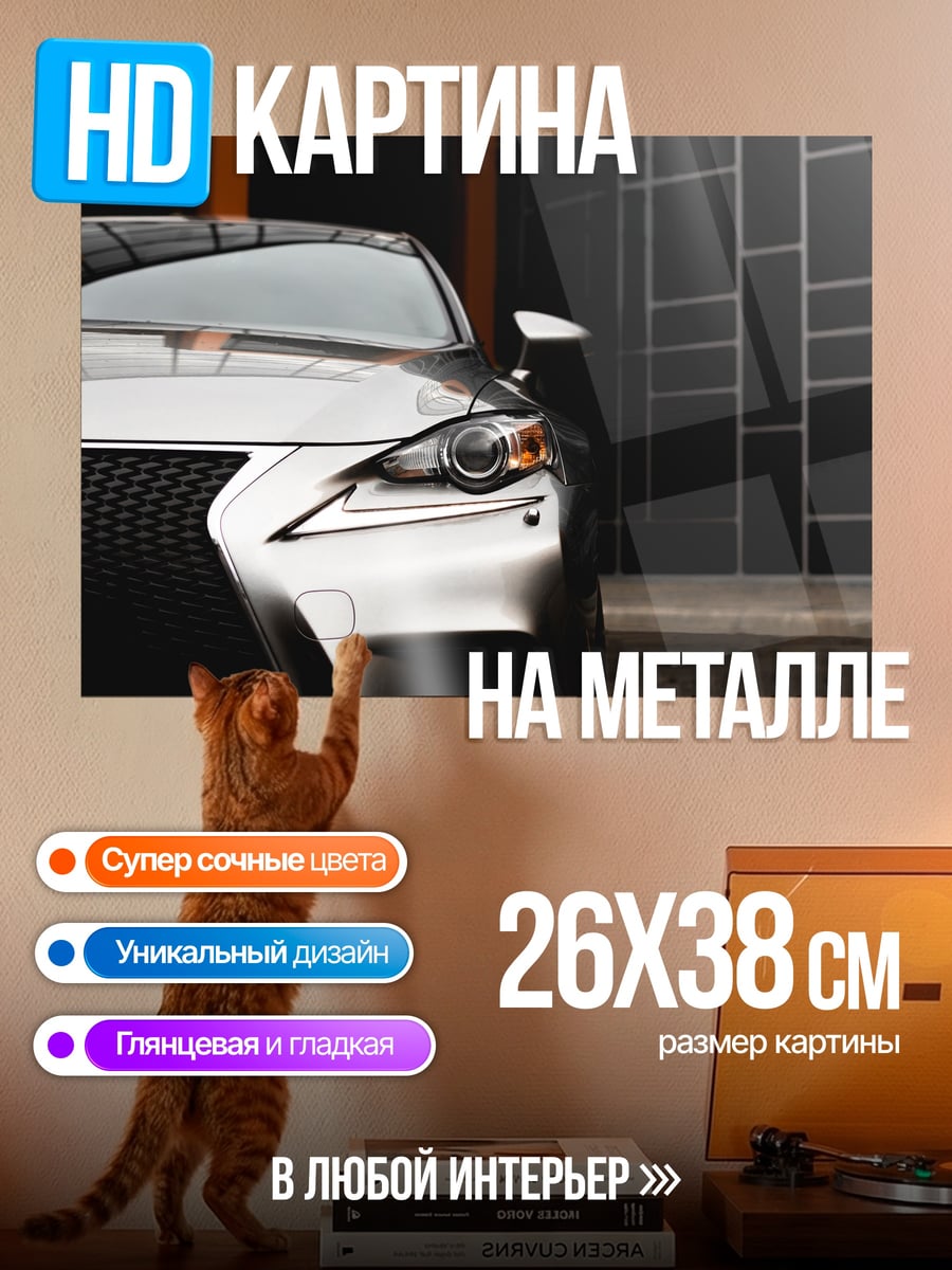Картина на металле Серебристый спорткар
