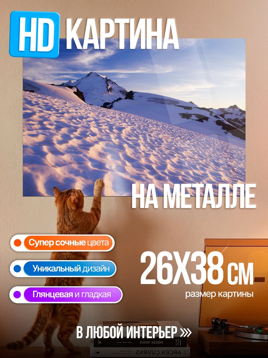 Картина на металле Снежные склоны гор
