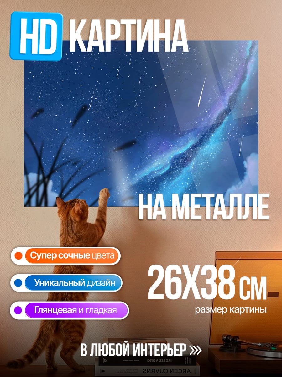 Картина на металле звездная ночь пара
