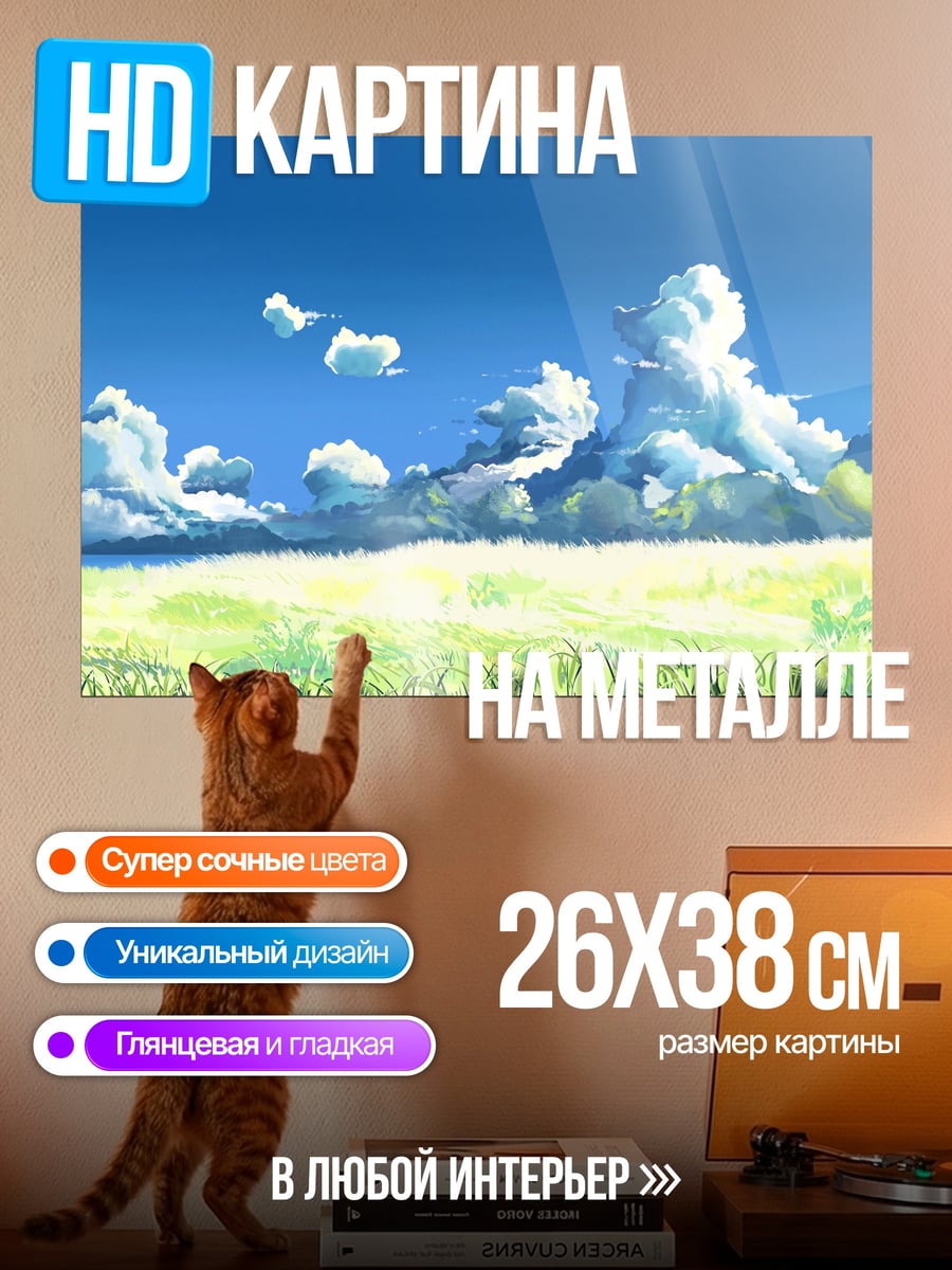 Картина на металле Летнее поле и небо