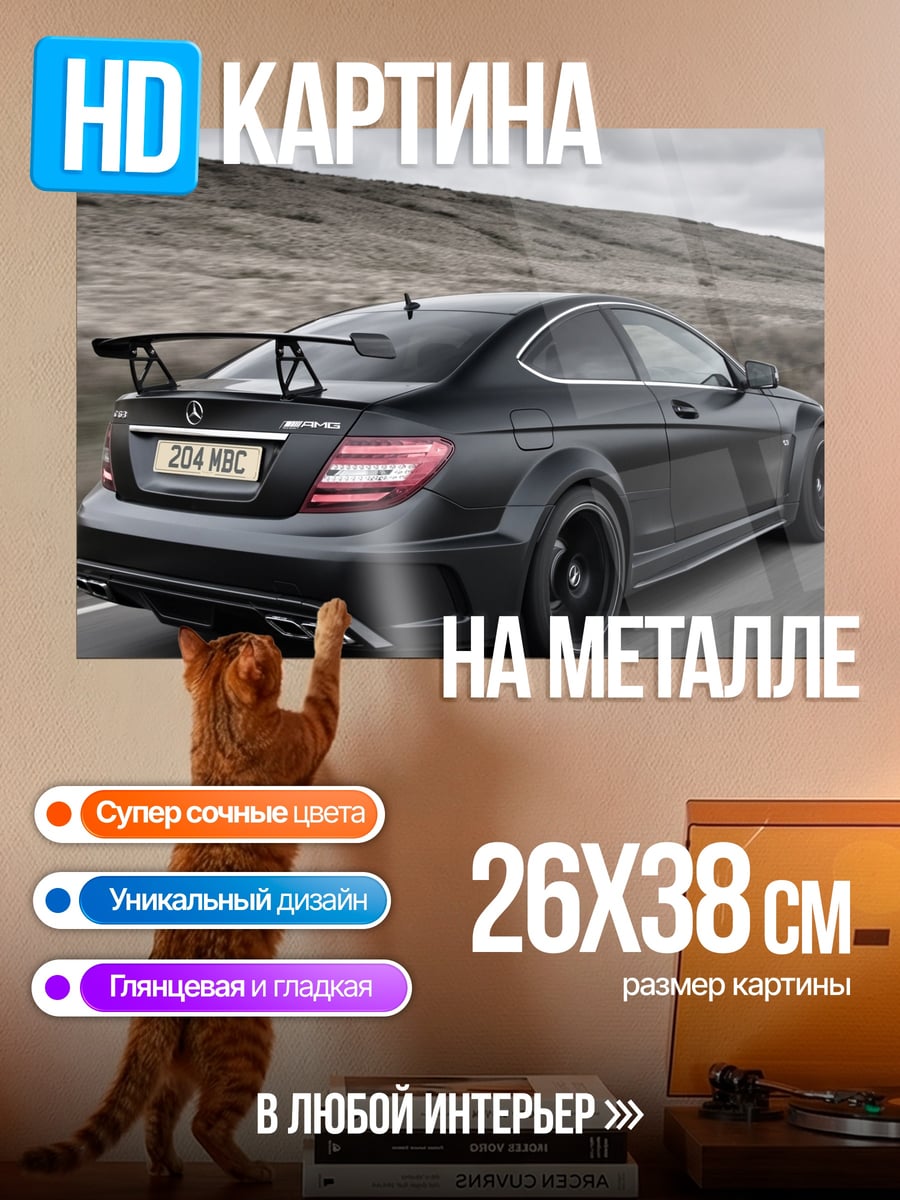 Картина на металле черный спорткар