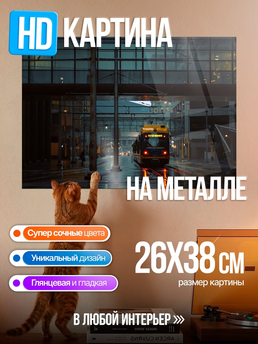 Картина на металле Городской дождь