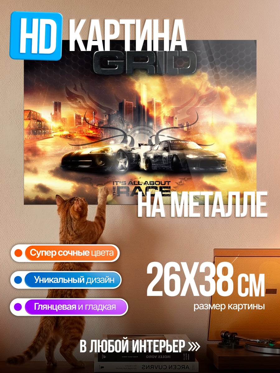 Картина на металле GRID гонки