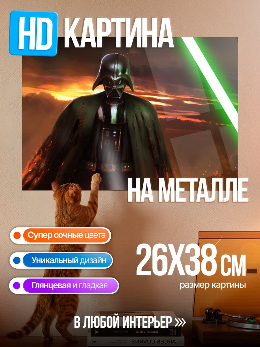 Картина на металле Дарт Вейдер с мечом