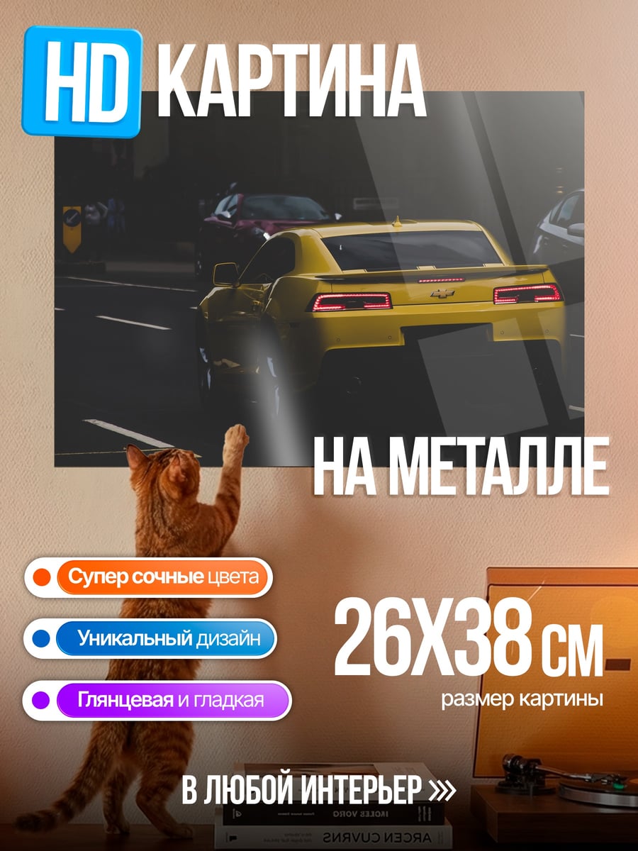 Картина на металле Желтый маслкар