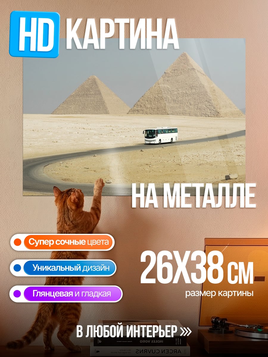 Картина на металле Пустынный путь к пирамидам