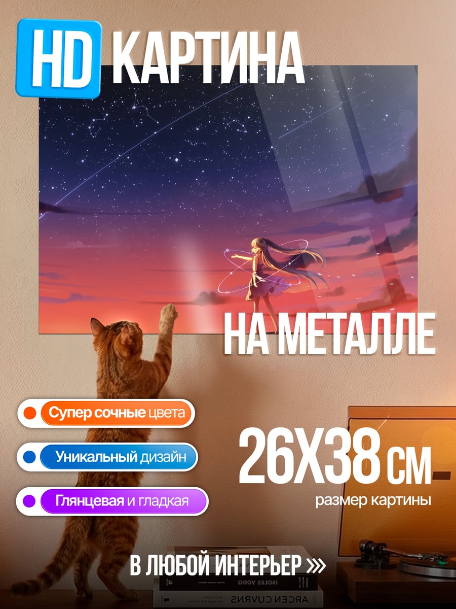 Картина на металле Девушка на закате