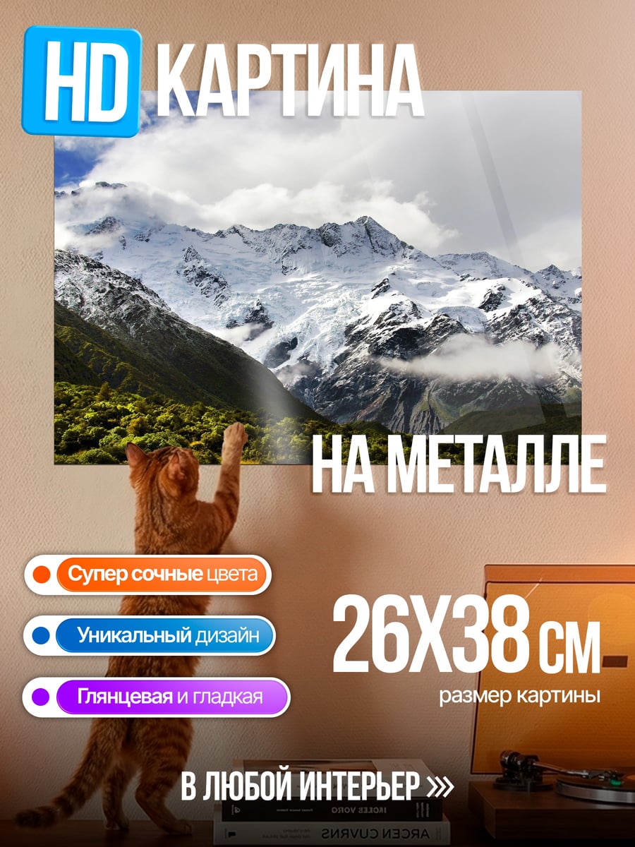 Картина на металле Снежные Горы