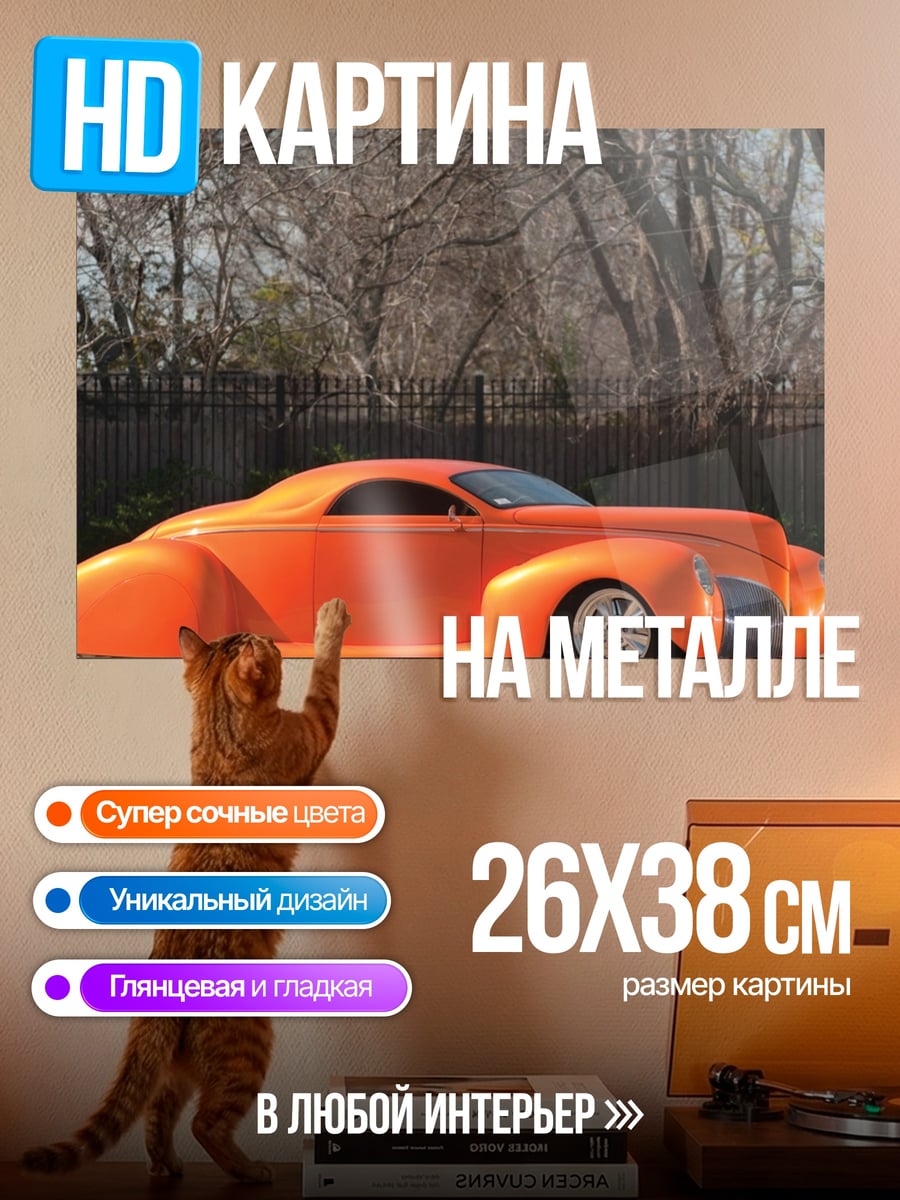 Картина на металле Оранжевый хот-род