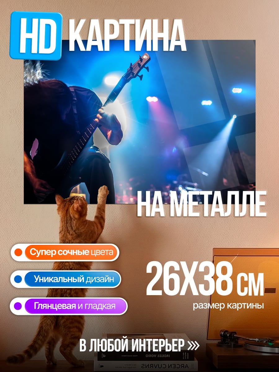 Картина на металле Гитарист на сцене