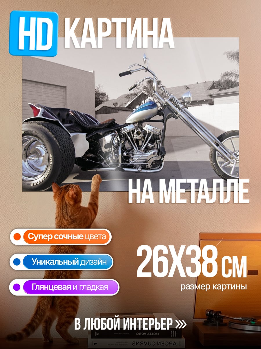 Картина на металле чоппер трицикл байк