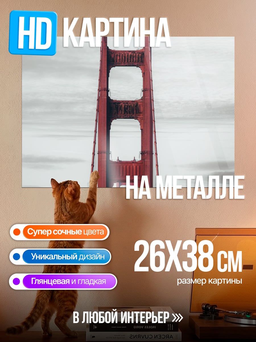 Картина на металле Мост Золотые Ворота