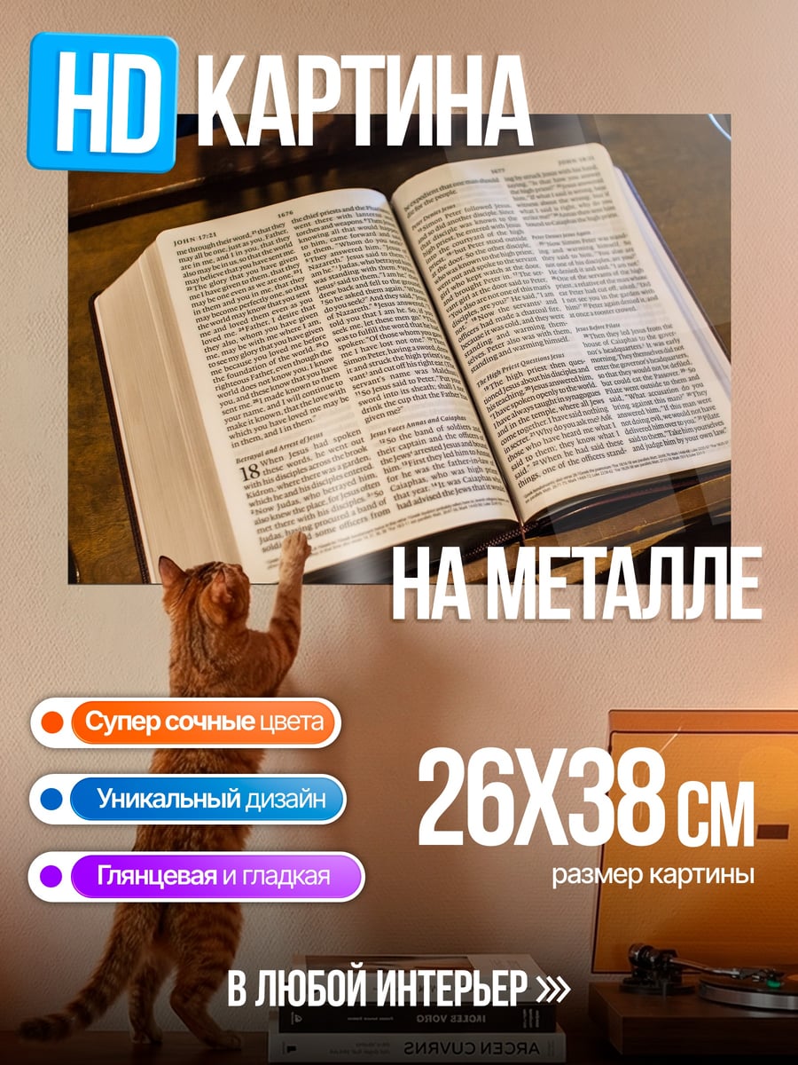 Картина на металле открытая библия