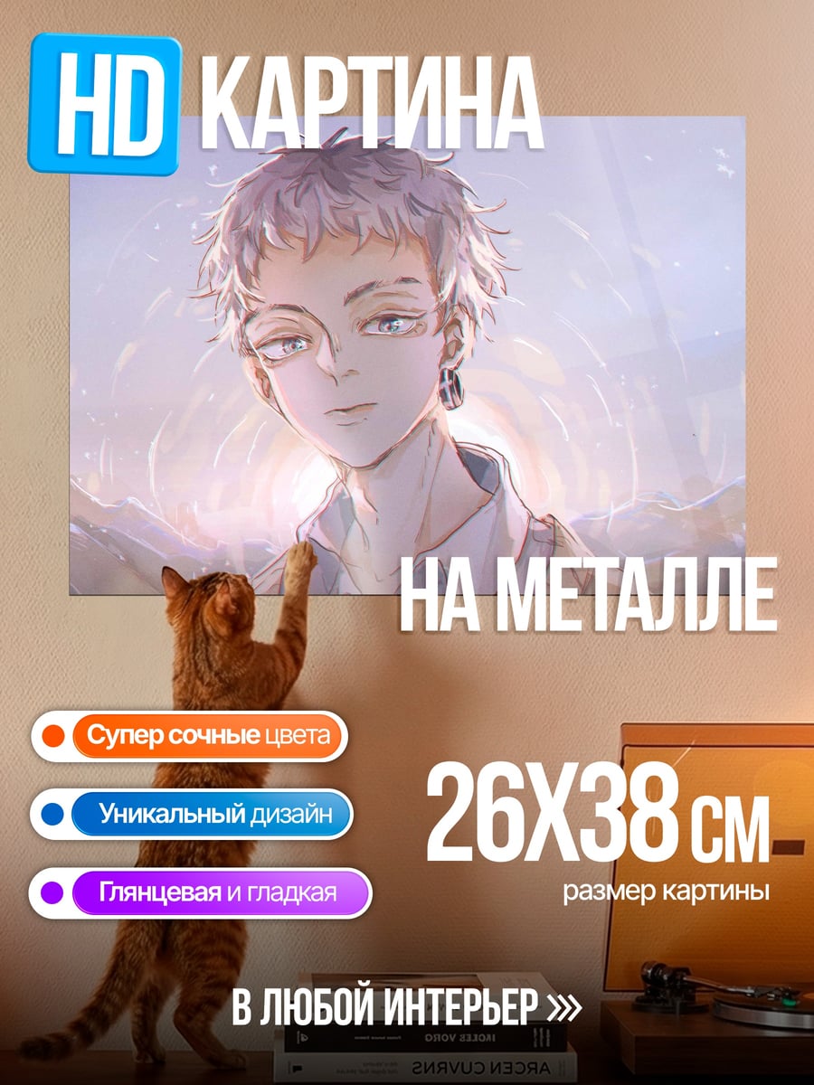 Картина на металле аниме парень