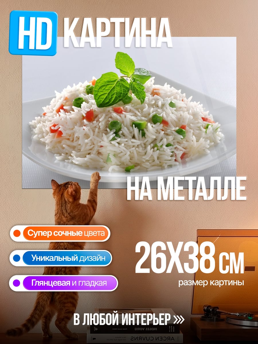Картина на металле Рис с овощами