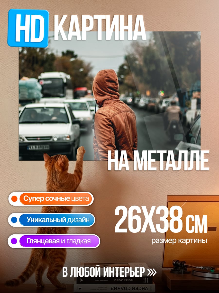 Картина на металле Парень в капюшоне