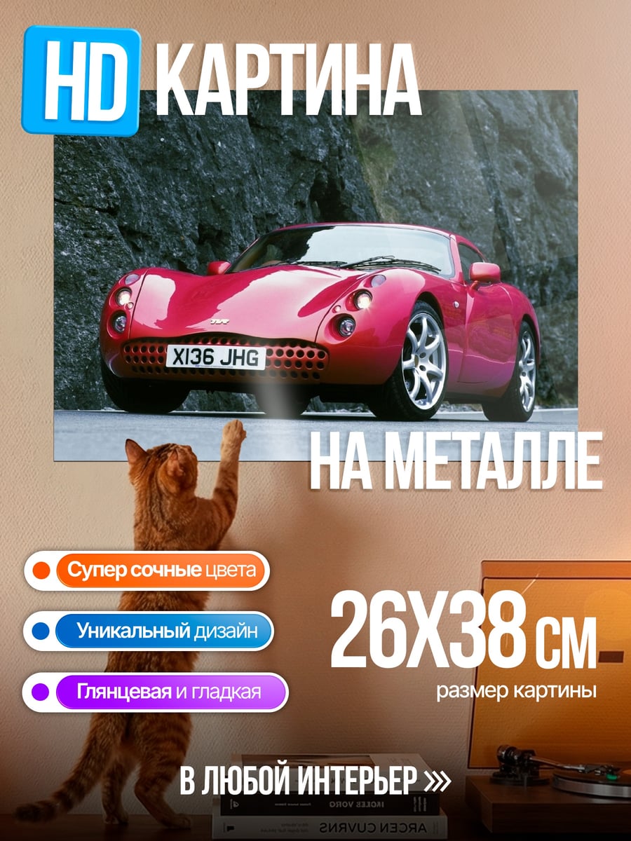 Картина на металле Красный спорткар