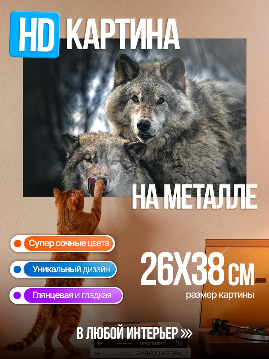Картина на металле Два волка