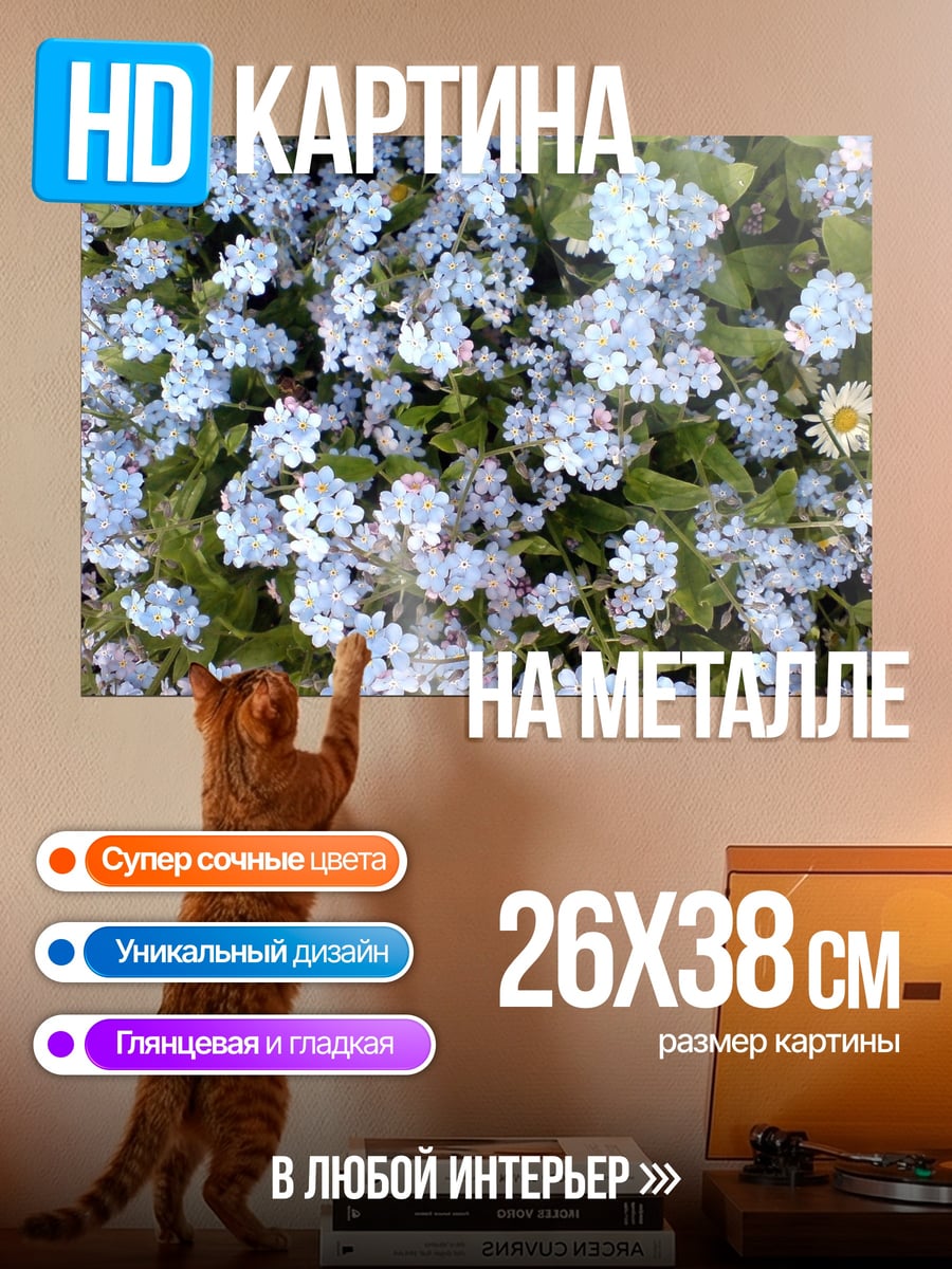Картина на металле Незабудки