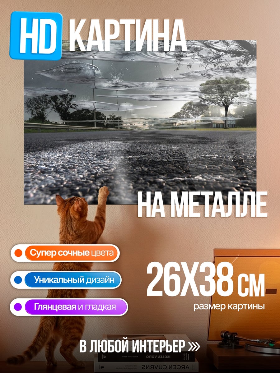 Картина на металле отражение в луже