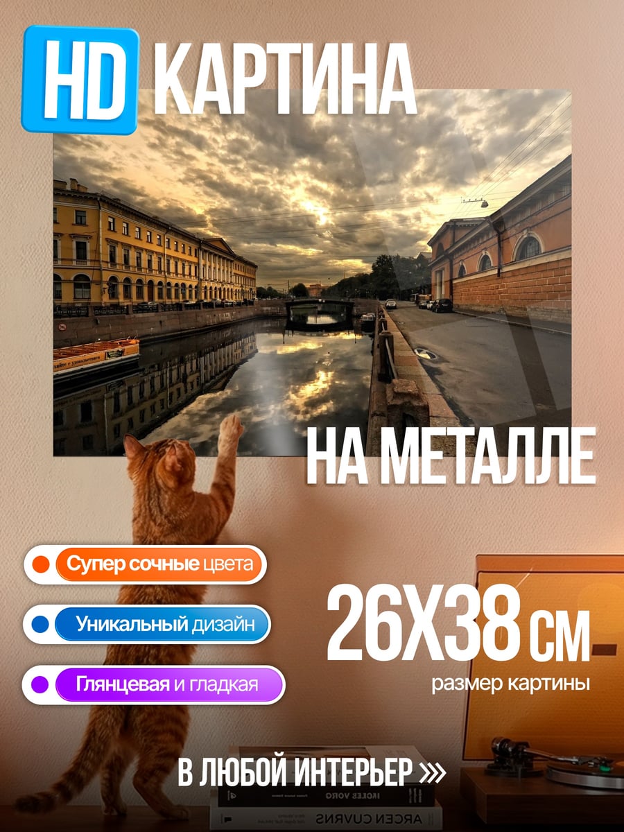 Картина на металле Петербургский канал